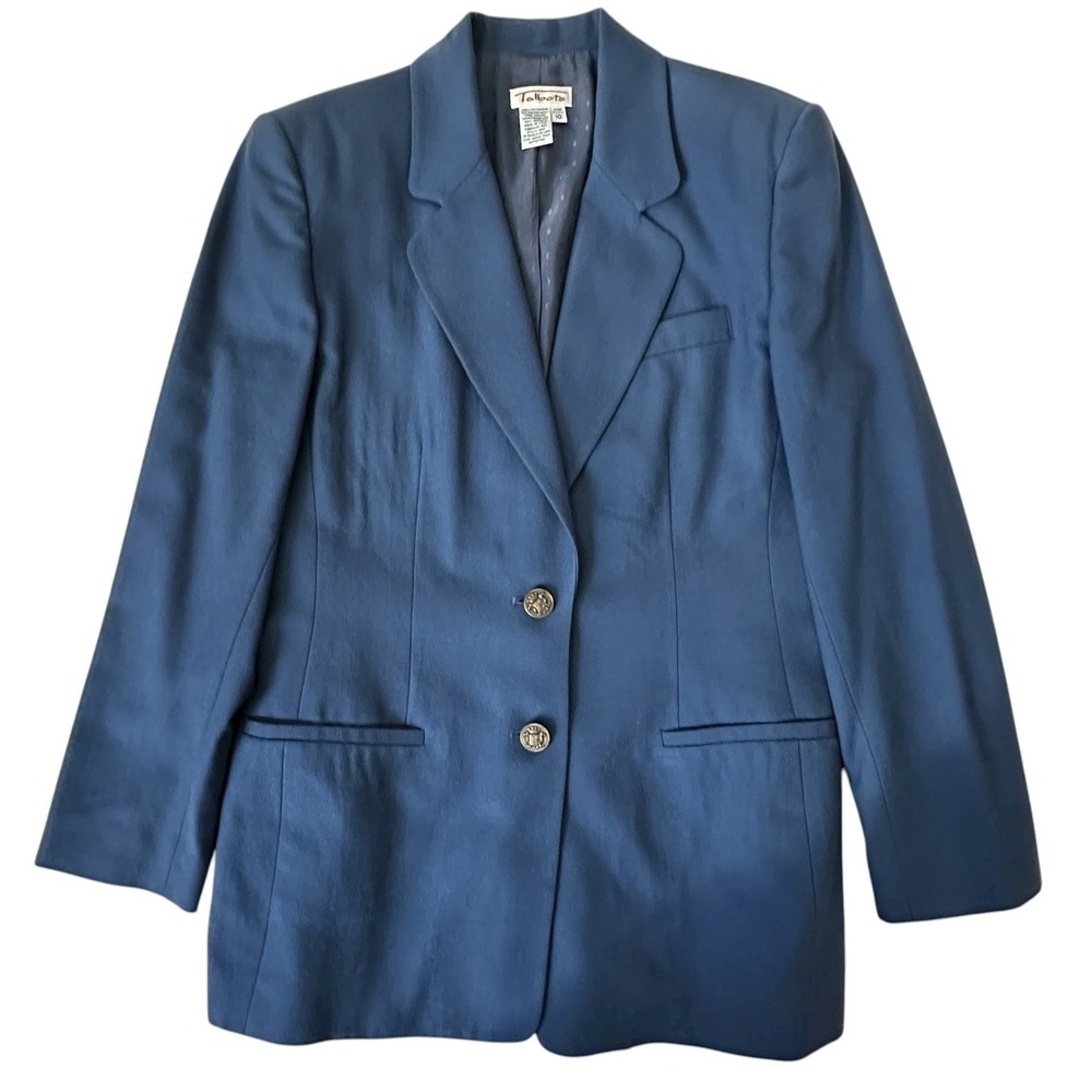VTG Talbots Blue Wool Blazer Jacket Women‎ Size 10 Lined Office Academia Classic